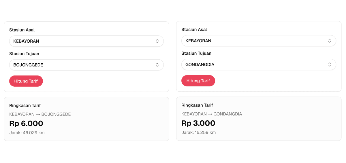 Bandingkan tarif KRL antar stasiun