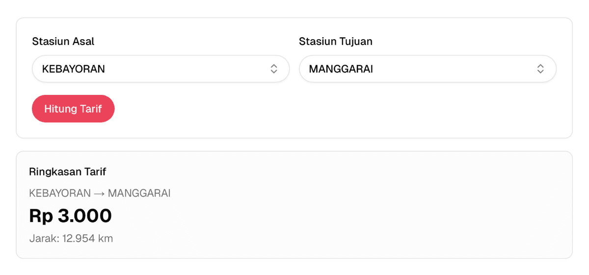 cek tarif KRL