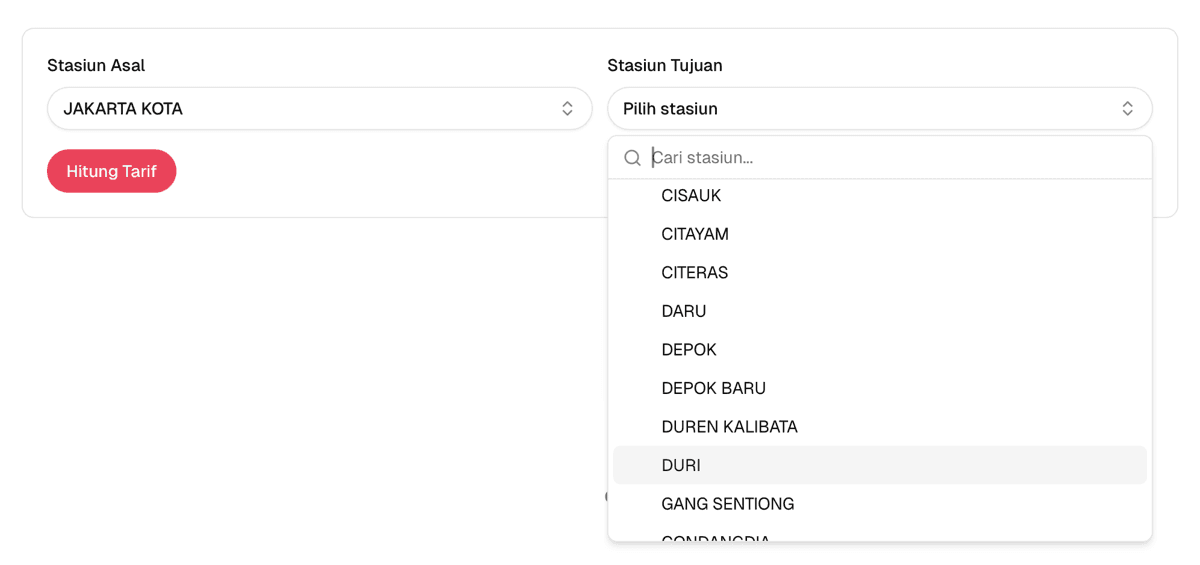Tarif KRL di semua wilayah